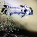 Motorista escapa ileso após capotamento na BR-470, em Pouso Redondo