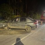 Jovem fica ferido após colisão entre moto e carro na SC-114, em Salete