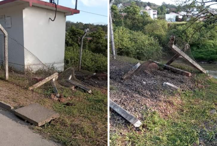 Cerca de proteção da Estação Telemétrica do Rio Itajaí em Taió é danificada