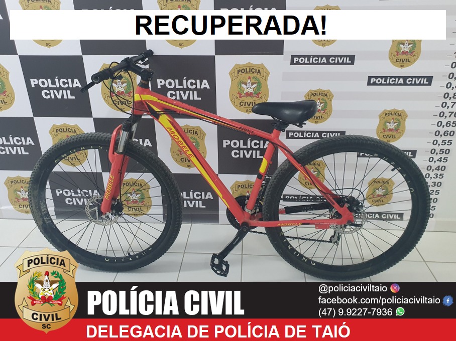 Polícia civil identifica autor de furtos e recupera bicicleta em Taió