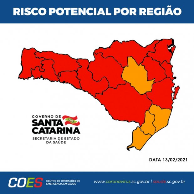 Piora a matriz de risco da Covid-19 em Santa Catarina; Alto Vale segue no nível grave