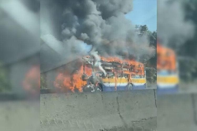 Incêndio em ônibus e acidente entre caminhões interditou a BR-101, e gerou 9 km de fila