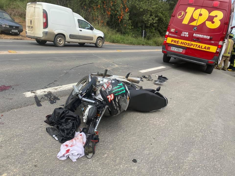 Acidente na BR-470 deixa motociclista gravemente ferido
