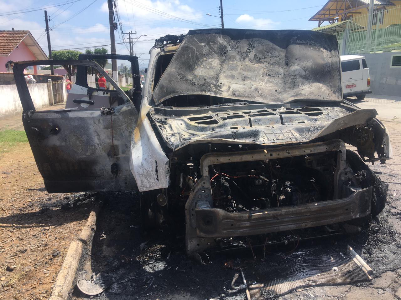 Viatura da PM pega fogo durante ronda na Serra Catarinense