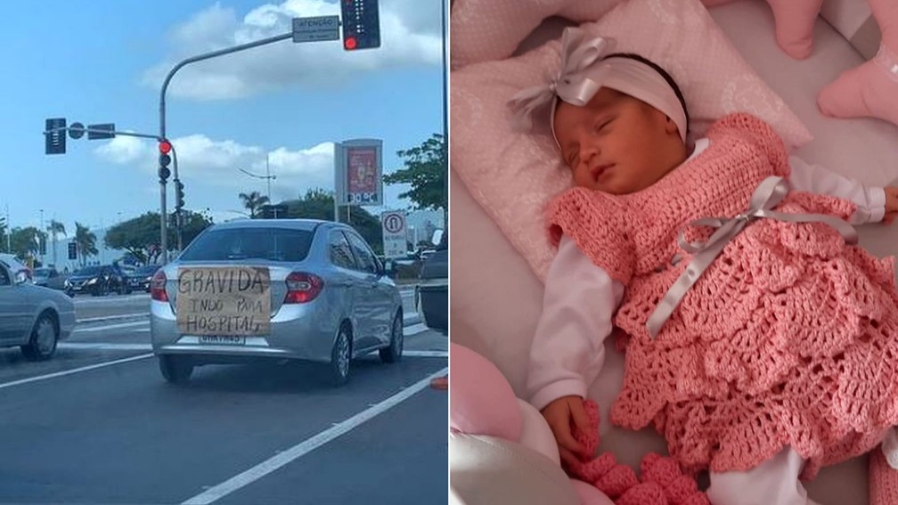 Vovó coruja cola cartaz atrás de carro de filha grávida e viraliza na internet