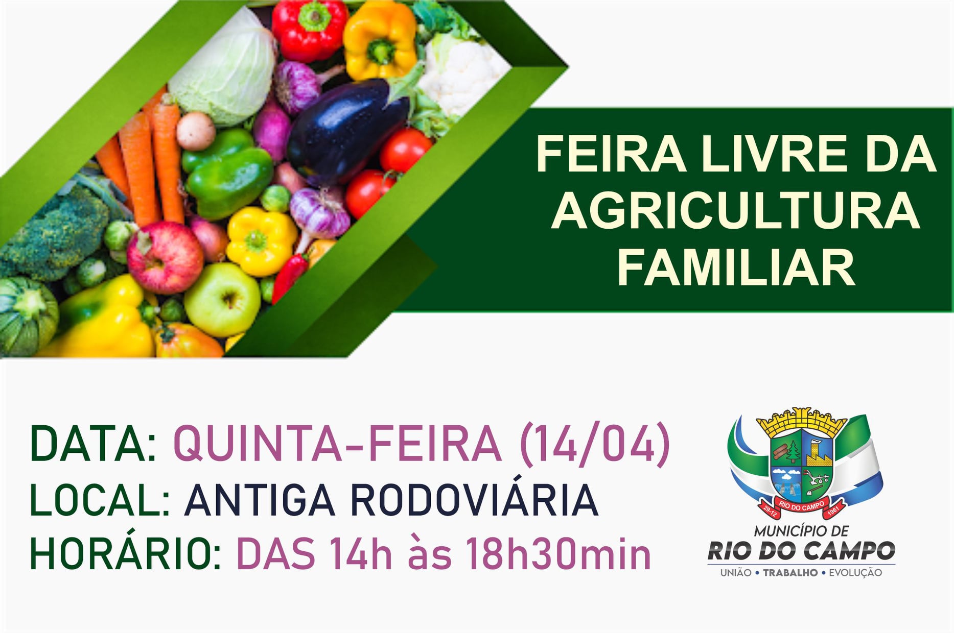 Feira Livre será realizada nessa quinta-feira (14) em Rio do Campo