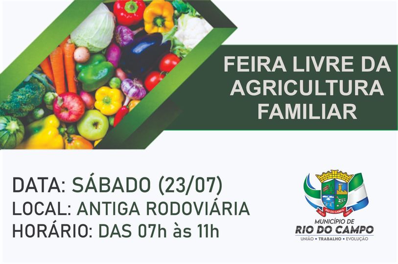 Feira Livre será realizada neste sábado (23) em Rio do Campo