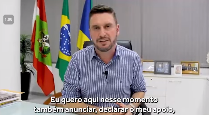 Prefeito de Rio do Sul declara apoio à reeleição de Bolsonaro e Gean Loureiro para Governador