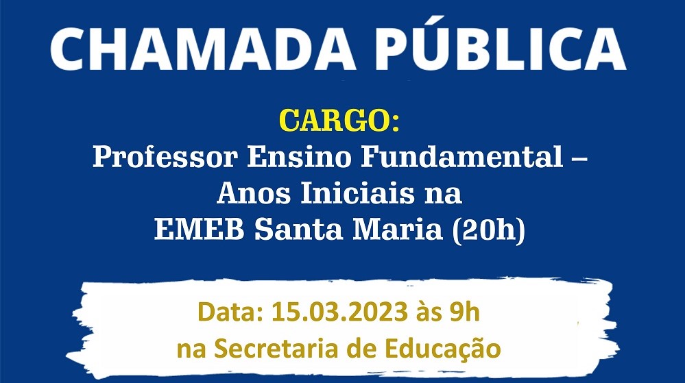 Chamada Pública para Professor de Ensino Fundamental em Rio do Campo