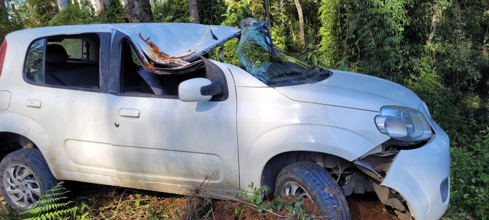 Motorista perde controle do veículo e saí de pista, em Chapadão do Lageado