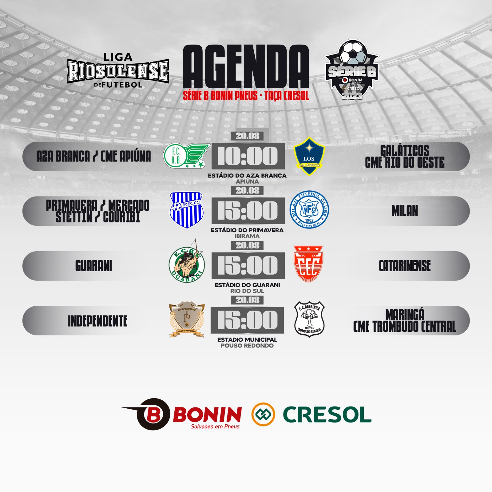 Quartas de final da Série B da Liga Riosulense iniciam neste domingo (20)
