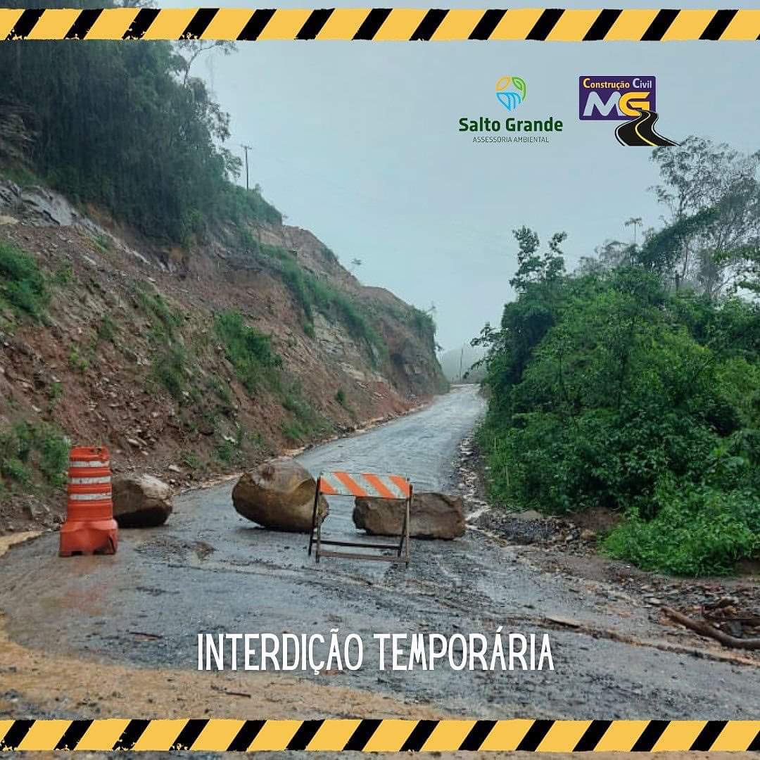 Estrada é interditada devido ao alto risco de deslizamento de rochas em Ituporanga