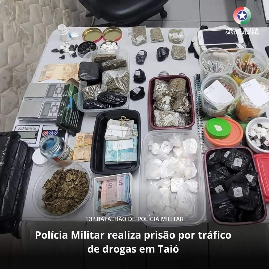 Polícia Militar realiza prisão por tráfico de drogas em Taió