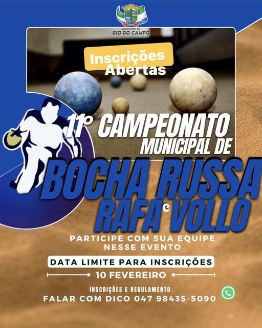11º Campeonato Municipal de Bocha Russa e Rafa Vollo em Rio do Campo está com vagas abertas