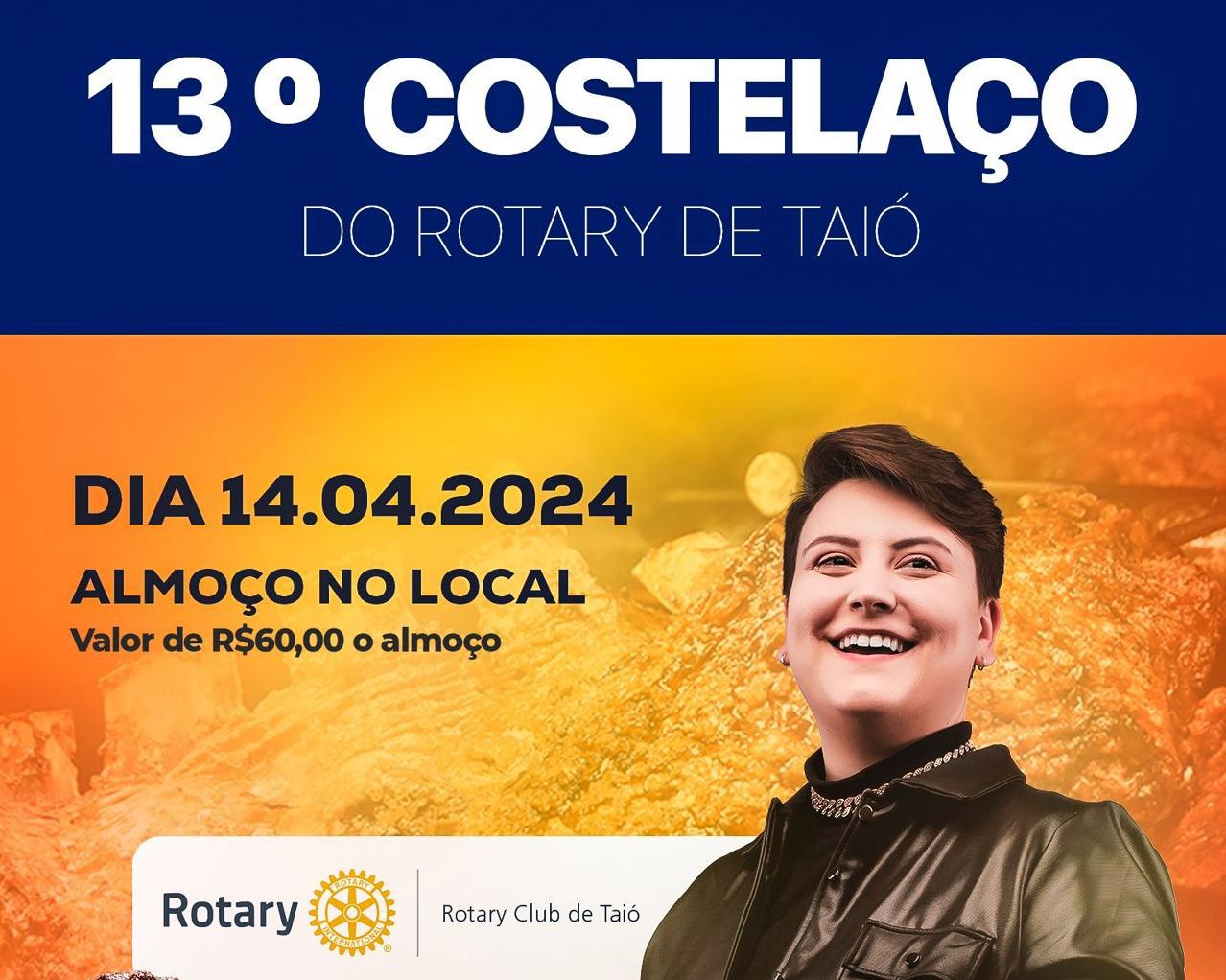 Vem aí, neste domingo (14), o 13º Costelaço do Rotary Club de Taió